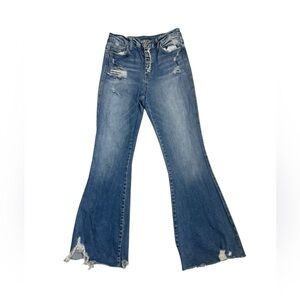 Flying Monkey Flare Jeans in Distressed Blue